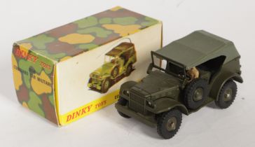 French Dinky Toys Military 810 Command Car - Drab green including plastic canopy and concave hubs