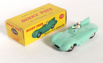 Dinky Toys 238 Jaguar Type D Racing Car - Turquoise body and interior with figure driver,