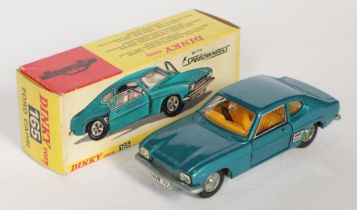 Dinky Toys 165 Ford Capri MKI - Metallic Aqua body with yellow interior, chrome trim and cast hubs