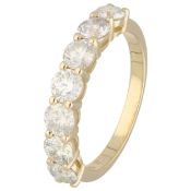 14K Yellow gold row ring set with approx. 1.96 ct. diamond