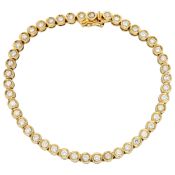 18K Yellow gold tennis bracelet set with approx. 3.10 ct. diamonds