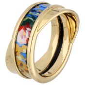 FreyWille 'Hommage á Claude Monet - Orangerie' 18K Yellow gold 'Tango' ring set with enamel