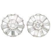 18K White gold stud earrings set with approx. 1.96 ct. diamonds