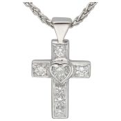 18K White gold necklace with cross-shaped pendant set with approx. 1.00 ct. diamond