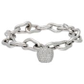 18K White gold link bracelet set with approx. 0.32 ct. diamonds 