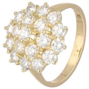 18K Yellow gold rosette ring set with approx. 1.71 ct. diamond