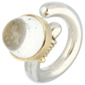 18K Gold/silver ring set with rock crystal