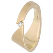 14K Yellow gold matt ring set with approx. 0.05 ct. diamond 