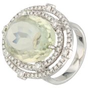 18K White gold ring set with prasiolite and diamonds