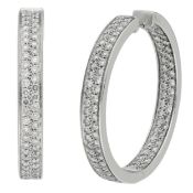 18K White gold hoop earrings set with approx. 1.90 ct. diamonds