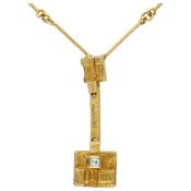 Lapponia 'Thai' 18K Yellow gold necklace set with diamond by Björn Weckström