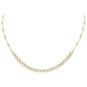 18K Yellow gold necklace set with approx. 1.68 ct. diamond