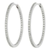 18K White gold hoop earrings set with approx. 0.46 ct. diamonds
