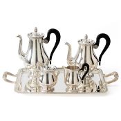 Christofle coffee and tea set (5), model Malmaison, Paris 1980-1990, silver plated