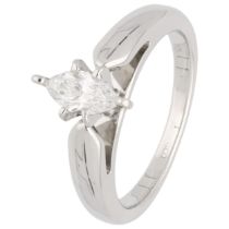 14K White gold solitaire ring set with a 0.40 ct. diamond, IGI certified 
