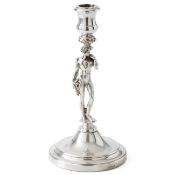 Christofle Neoclassical style candlestick, model Bacchus, Paris ca. 1970-1980, silver-plated