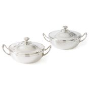 Christofle covered dishes (2), model Perles, Paris 2000/2010, silver plated