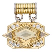 18K Bicolour gold pendant set with citrine and diamonds