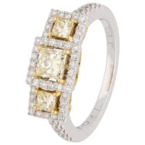 18K Bicolour gold ring set with 1.12 ct. of diamonds, ALGT certified
