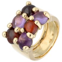 14K Yellow gold ring set with amethysts and garnets