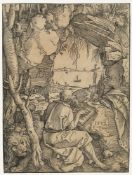 A. Dürer. Der heilige Hieronymus in der Felsgrotte. 1512. Holzschnitt.