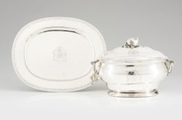 A Portuguese silver tureen with cover and platter