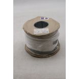 One Drum of 3182Y 2 Core PVC Cable, White BS EN 50525-2-11, 100m Reel, 2x 0, 75 Sqmm, Drum Damaged