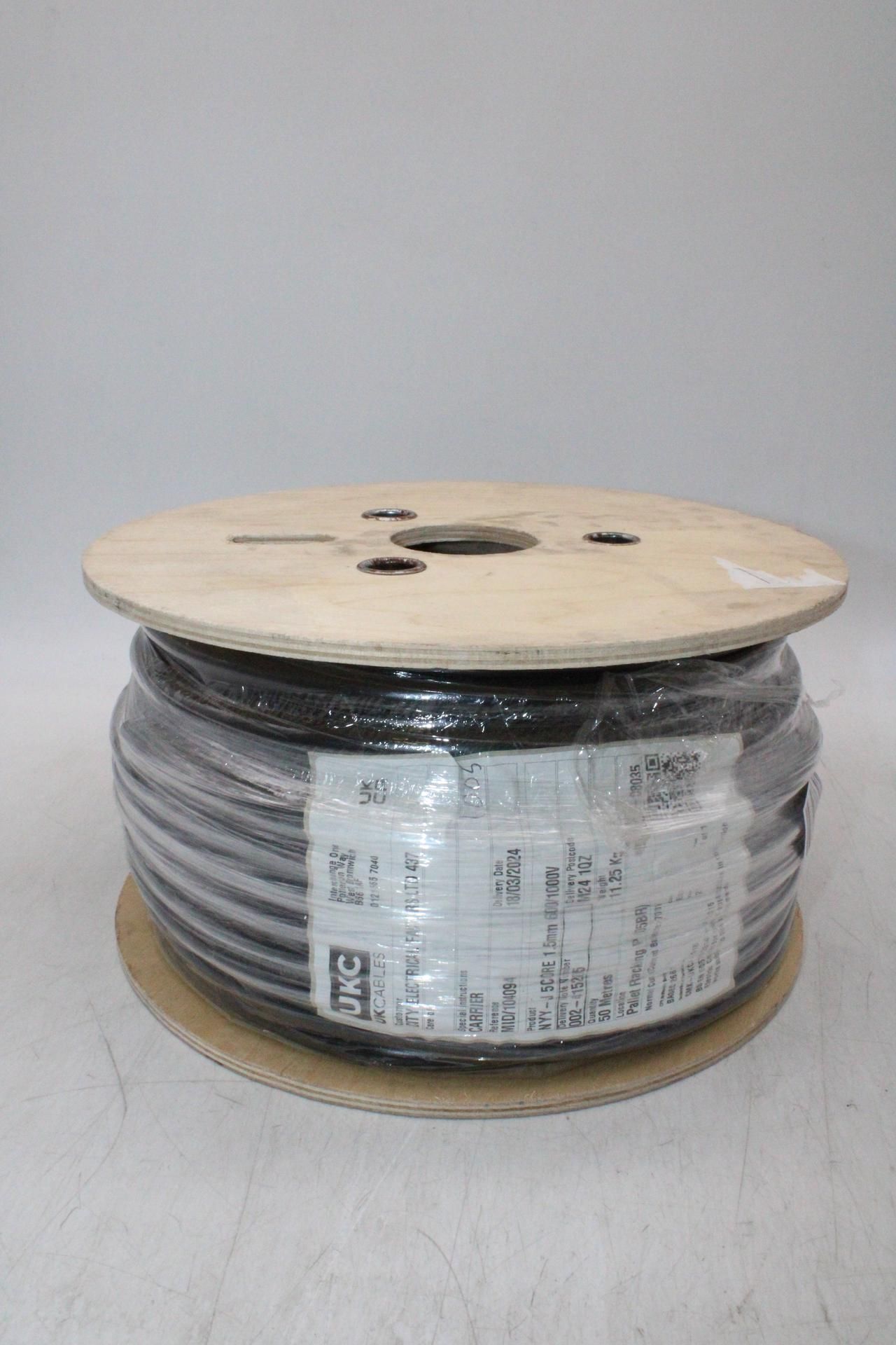 UK Cables NYY-J 5 Core 1.5mm 600/1000V Cable, Black, 50M