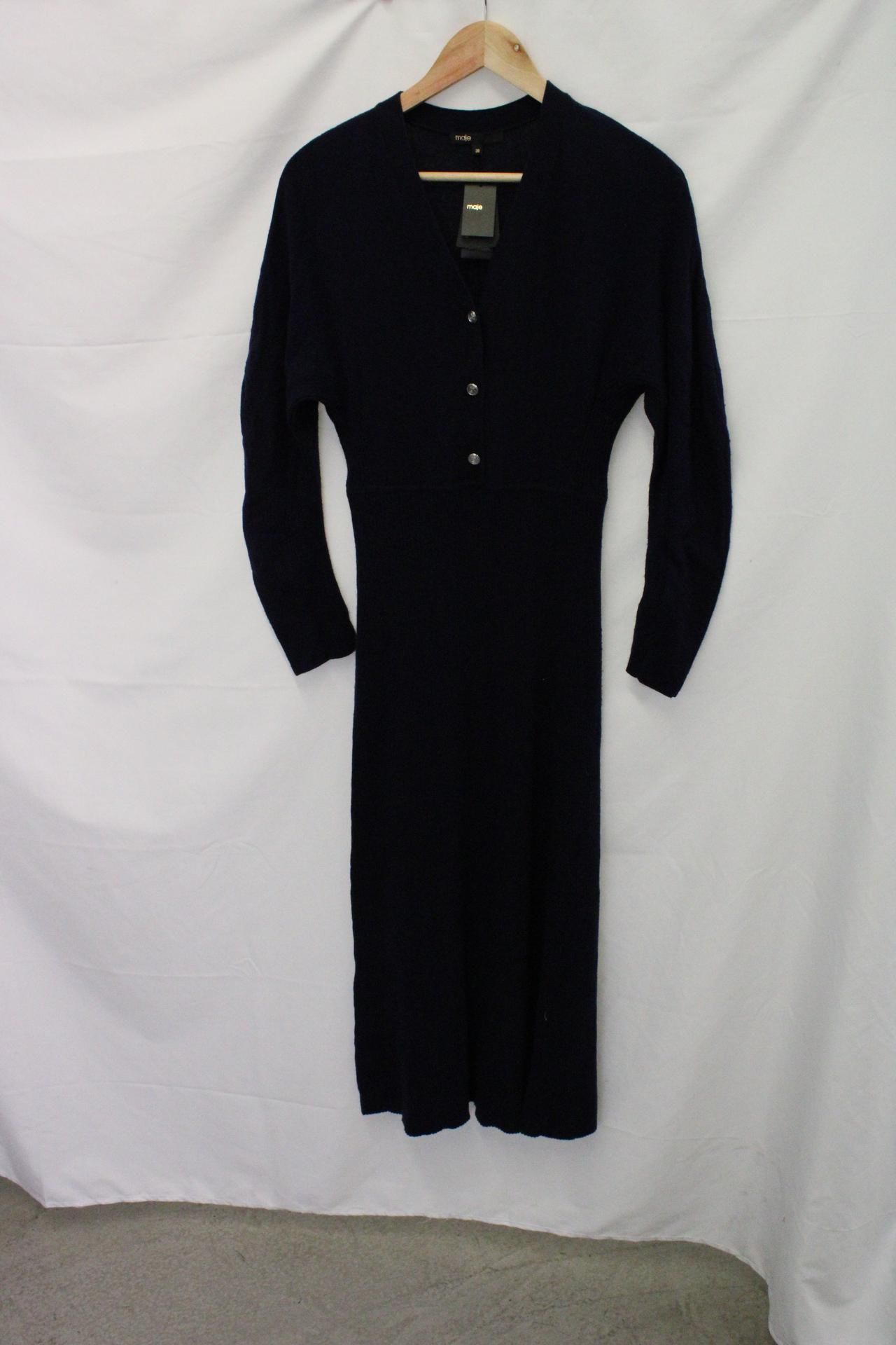 Maje Raquelly Half Sleeve Maxi Dress, Marine, EU 38