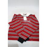 Life of Ease Rugby Striped Sweatshirt, Dark Red/White/Black, Size S