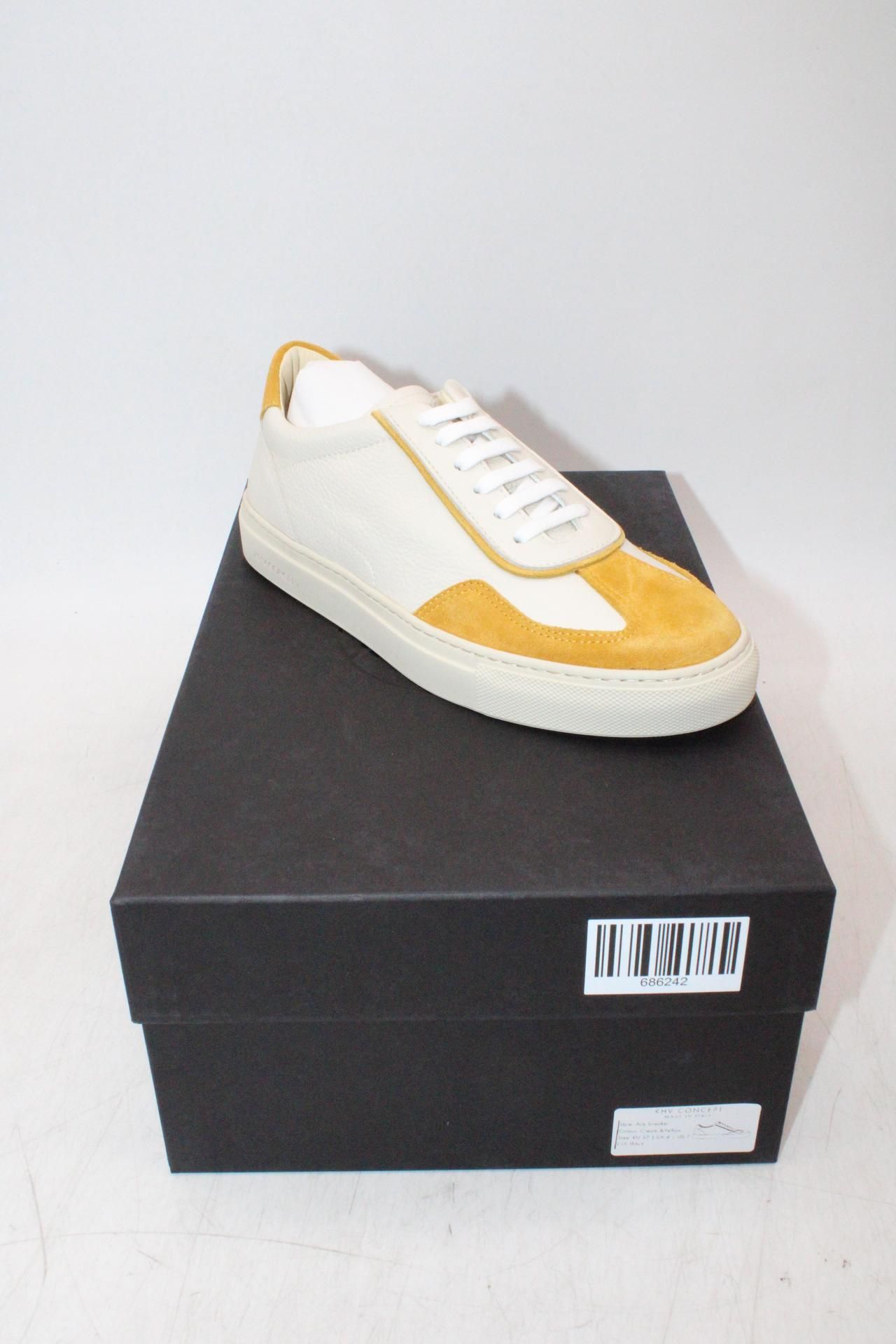 KHV Concept Women's Ace Trainers, Cream/Yellow, UK 3, Slight Marks to Sole