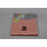 Two Adidas Striped T-Shirt, Orange/White/Grey, Size M