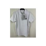 Three Kronstadt Men's Short Sleeve Polo T-Shirt, White, Medium