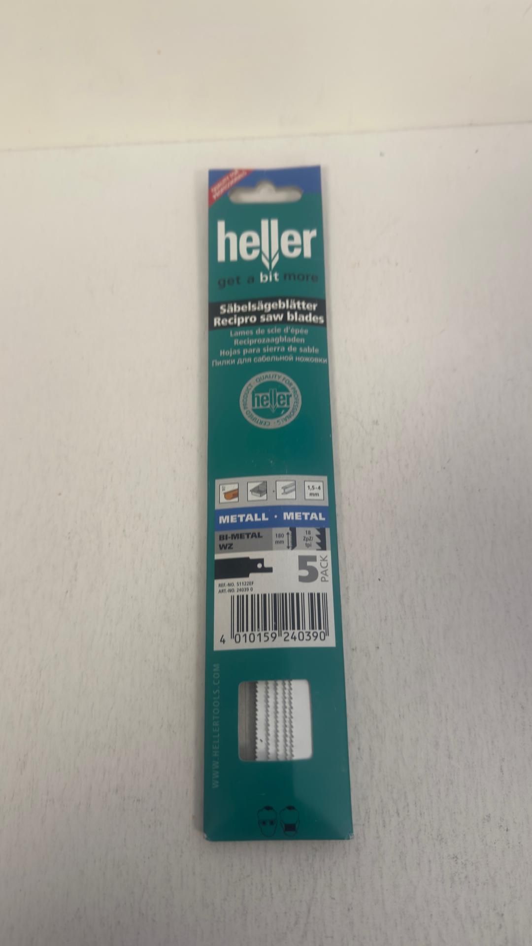 Twenty-two Heller Tools 240390" 4040" Jigsaw Blade of Bi-Metal, White, 180 Mm, Packs of 5