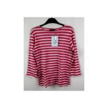 Two Captain Corsaire Women's MC Striped Breton Tee, White Coral, Size 46