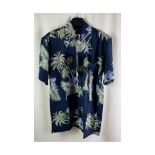 Three Karmakula Men's Hawaiian Shirt, Atlanta Blue, Size M