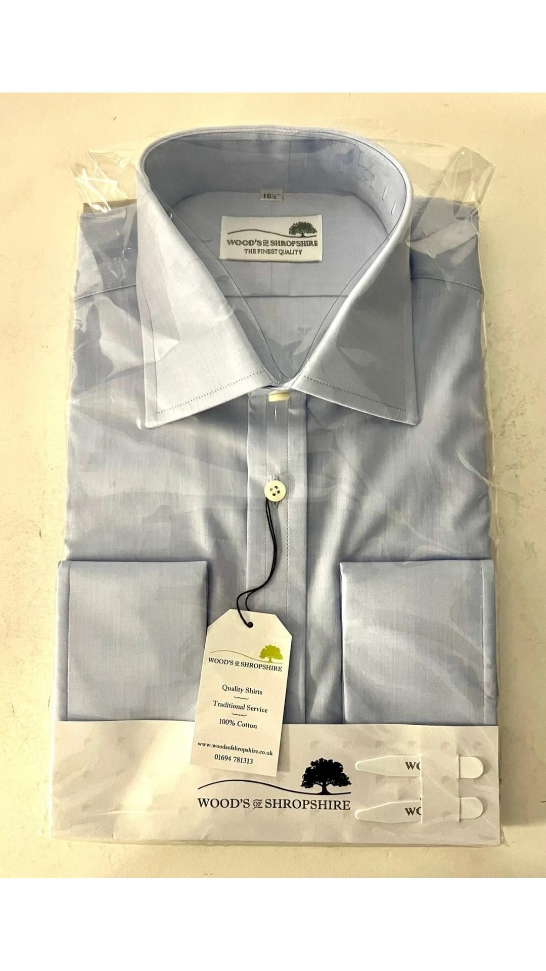 Four Woods of Shropshire Men's Shirts, Light Blue, Size 16.5