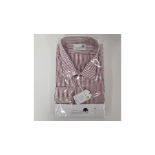 Three Woods of Shropshire Men's Long Sleeved Cotton Shirt, Red Stripe, Size 22"