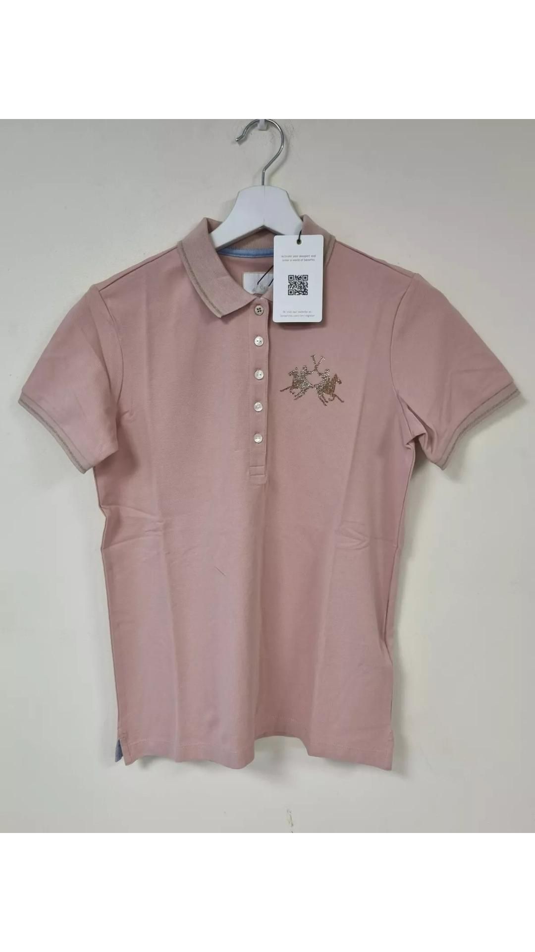 La Martina Women's Short Sleeved Polo Shirt, Rose Smoke, Brand Size 2