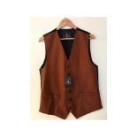 Two L.A. Smith Men's Plain Country Waistcoat, Rust, Size XL
