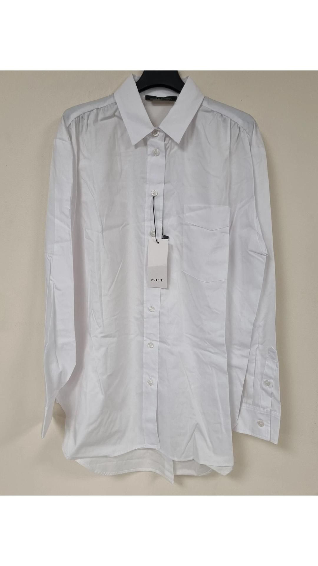 Two SET Womens Long Sleeve Collared Shirts, White, Size 6 UK