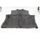 Philip Island Bikers Gear Leather Gillet, Black, Size 3XL
