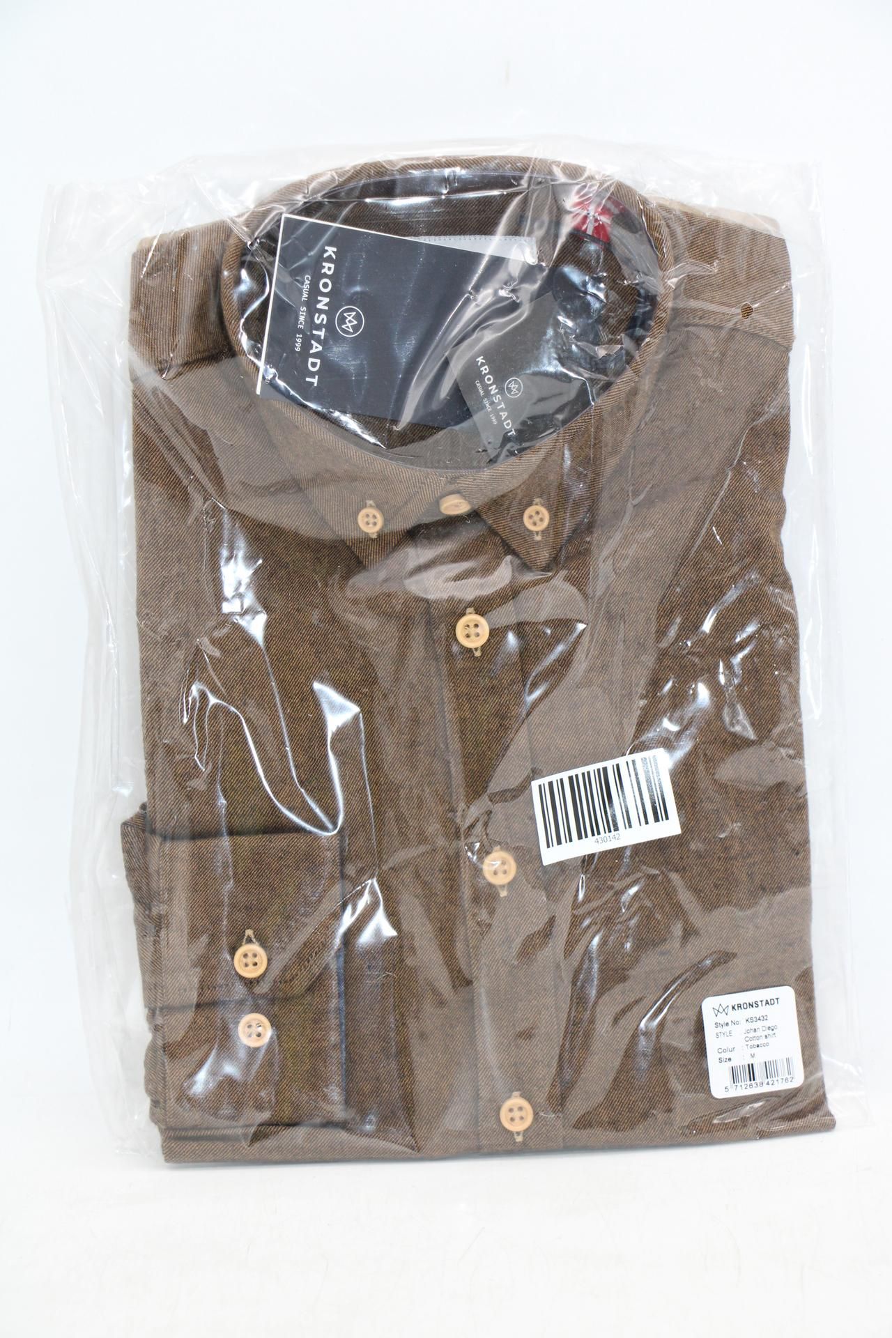 Kronstadt Men's Johan Diego Cotton Shirt, Tobacco, Size M
