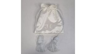 Angie Power Embroided Initial Power Pouch, White, Initialed 'JC'