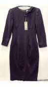 Goat Fashion Women's Jenna Wool Crepe Bow Dress, Purple, UK 6-8