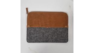 Hard Graft Tablet Laptop Zippered Sleeve, Charcoal/Brown, 12.5