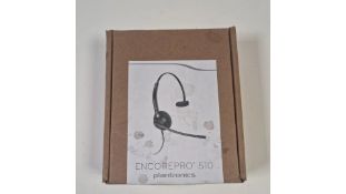 Two Plantronics EncorePro 510, HW510 Over Ear Headset. Box damaged