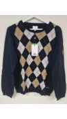 La Martina Women's Tricot Crew Neck Wool Pullover, Multicoloured, Size 3