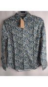 A.P.C Women's Gina Cotton and Habutai Silk Shirt, Blue, Size 6