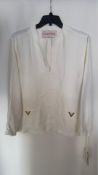 Valentino Garavani V Logo Plaque Silk Tunic, Cream, Size 48